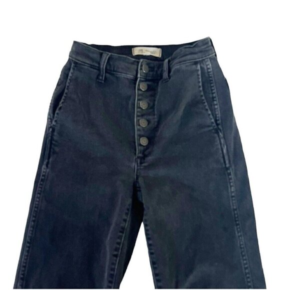 Madewell Women's Sz 24 Black High Waisted Exposed Button Fly Jeans Style #AA575 - Picture 3 of 8